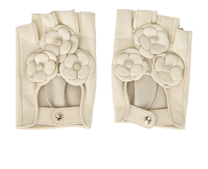 Chanel Floral Fingerless Mittens, front view